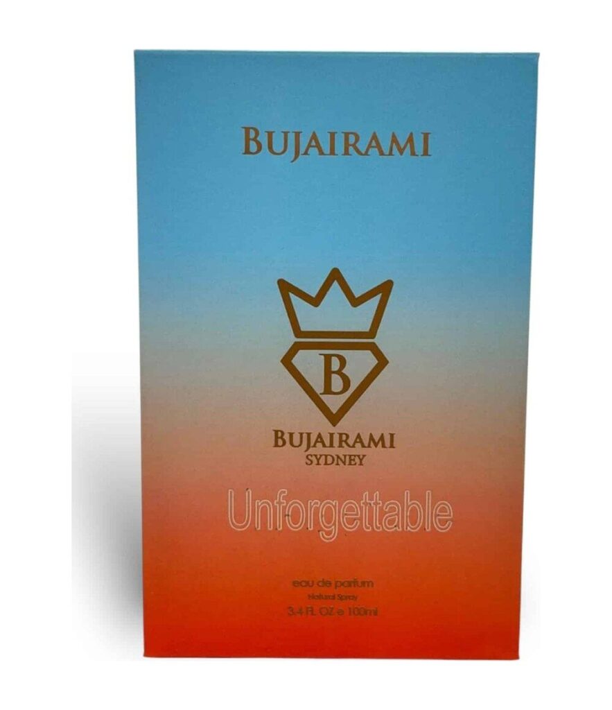 Unforgettable by Bujairami 100ml eau de parfum bottle and box