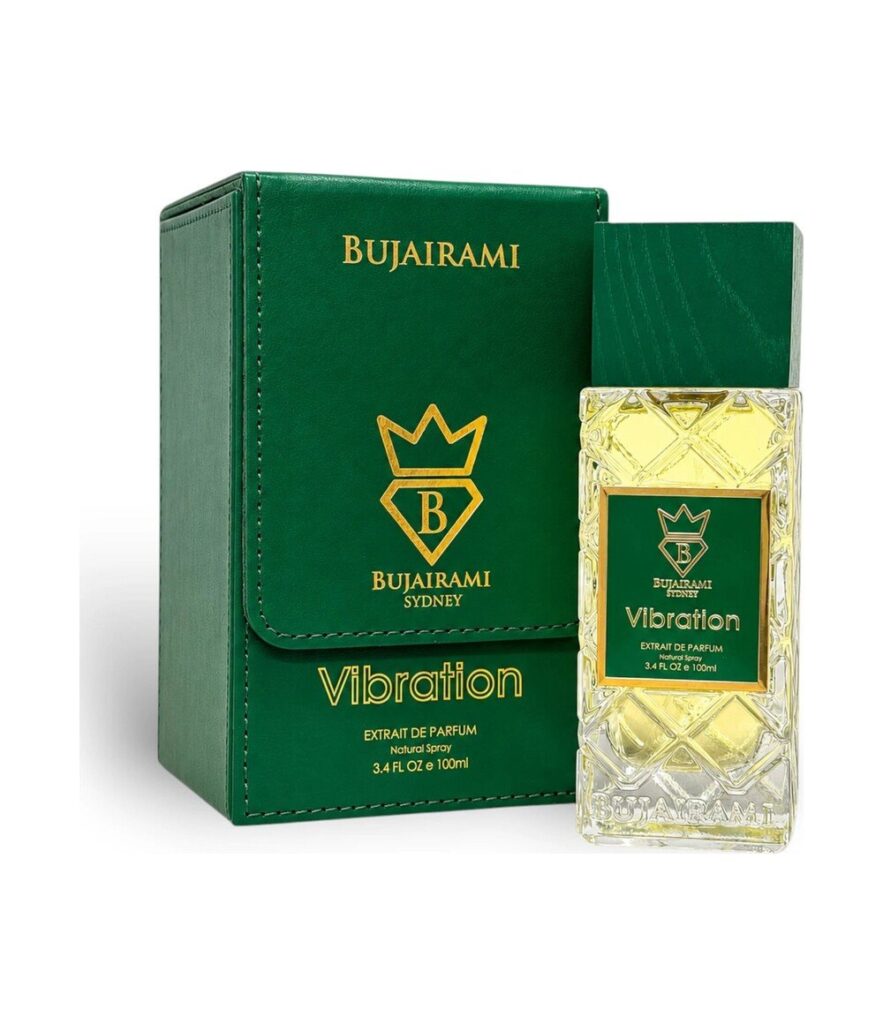 Vibration by Bujairami 100ml extrait de parfum bottle and box